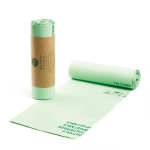 Compostable star-sealed trash bags on roll